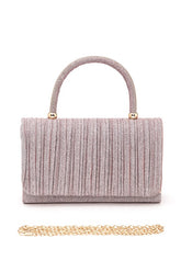 Womens Lurex Pleated Top Handle Evening Clutch Bag | Zarnesh